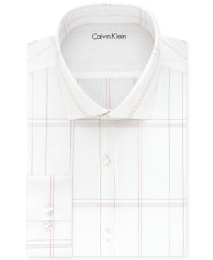 Calvin Klein X Men's Extra-slim Fit White And Red Check Dress Shirt