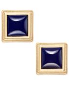 Inc International Concepts Gold-tone Framed Square Navy Stud Earrings, Only At Macy's
