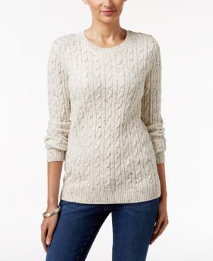 Charter Club Petite Donegal Cable-knit Sweater, Only At Macy's