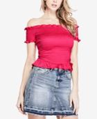 Guess Darcee Smocked Off-the-shoulder Top