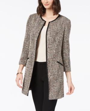 Charter Club Tweed Contrast-trim Topper Jacket, Created For Macy's