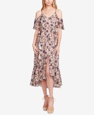 Jessica Simpson Juniors' Yasmin Printed Cold-shoulder Midi Dress
