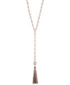 Lonna & Lilly Gold-tone Blush Beaded Tassel Lariat Necklace