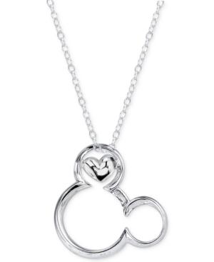 Disney Magical Moment Mickey Heart Pendant Necklace In Sterling Silver