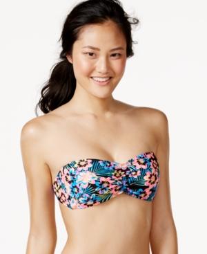 Bikini Nation Floral-print Strapless Bandeau Top Women's Swimsuit
