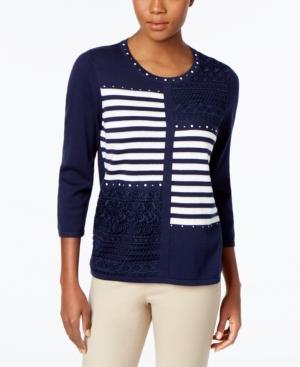Alfred Dunner Uptown Girl Patchwork Embellished Sweater