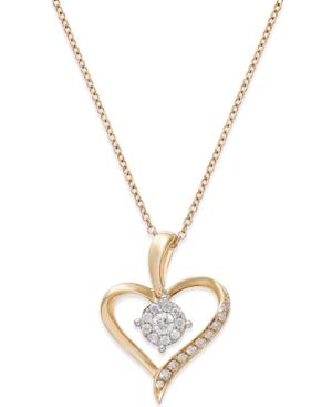 Diamond (1/6 Ct. T.w.) Burst Heart Pendant In 14k Rose Gold
