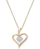 Diamond (1/6 Ct. T.w.) Burst Heart Pendant In 14k Rose Gold