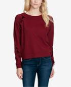 Jessica Simpson Juniors' Kiana Lace-up Velvet-trimmed Sweatshirt