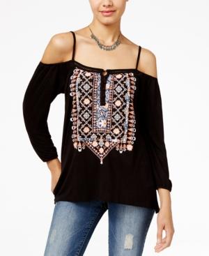 American Rag Printed Cold-shoulder Top, Only At Macy's
