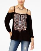 American Rag Printed Cold-shoulder Top, Only At Macy's
