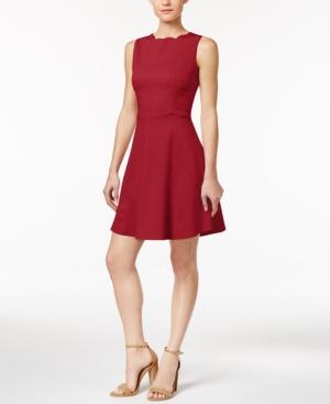 Monteau Petite Scalloped-neck Fit & Flare Dress