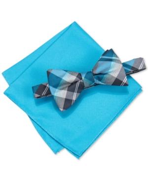 Alfani Men's Hudson Plaid Pre-tied Bow Tie & Pocket Square Set, Only At Macy's