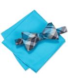 Alfani Men's Hudson Plaid Pre-tied Bow Tie & Pocket Square Set, Only At Macy's