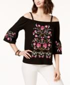 Inc International Concepts Cold-shoulder Embroidered Top, Created For Macy's