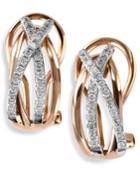 Pave Rose By Effy Diamond Pave Crossover Earrings (1/4 Ct. T.w.) In Two-tone 14k Gold