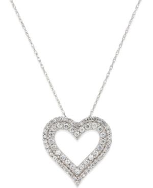 White Sapphire Heart Pendant Necklace In 14k White Gold (7/8 Ct. T.w.)