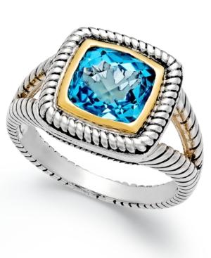 Blue Topaz Rope Ring (2-3/5 Ct. T.w.) In Sterling Silver And 14k Gold