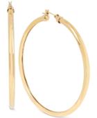 Hint Of Gold Tube Hoop Earrings In 14k Gold-plated Metal