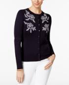 Charter Club Floral-embroidered Cardigan, Only At Macy's