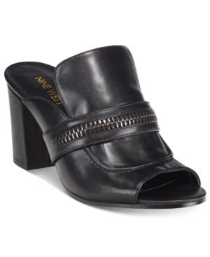 Nine West Geri Peep-toe Block-heel Mules Women's Shoes