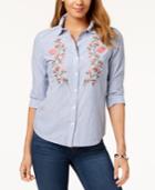 Karen Scott Embroidered Cotton Shirt, Created For Macy's