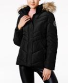 Madden Girl Juniors' Faux-fur-trim Hooded Puffer Coat, A Macy's Exclusive