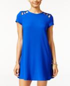 Speechless Juniors' Short-sleeve Cutout Shift Dress