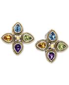 Effy Multi-gemstone Stud Earrings (2-1/2 Ct. T.w.) In Sterling Silver & 18k Gold