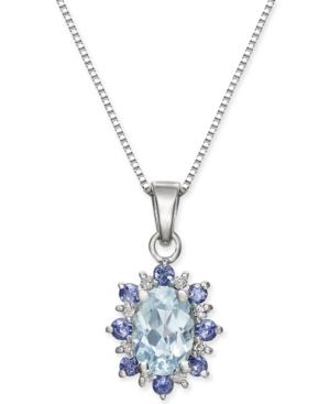 Aquamarine (3/4 Ct. T.w.) & Iolite 18 Pendant Necklace In 14k White Gold