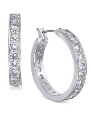 Charter Club Silver-tone Crystal Hoop Earrings, Created For Macy's
