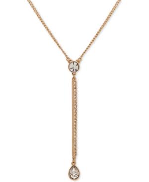 Dkny Gold-tone Crystal Lariat Necklace, 16 + 3 Extender