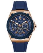 Guess Men's Blue Silicone Strap Watch 45mm