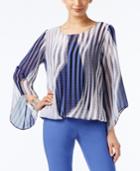 Alfani Printed Angel-sleeve Blouson Top, Only At Macy's