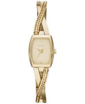 Dkny Women's Crosswalk Crystal Accent Gold-tone Stainless Steel Half-bangle Bracelet Watch 28x17mm Ny2237