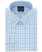 Eagle Men's Classic/regular Fit Non-iron Flex Collar Blue And Teal Check Dress Shirt