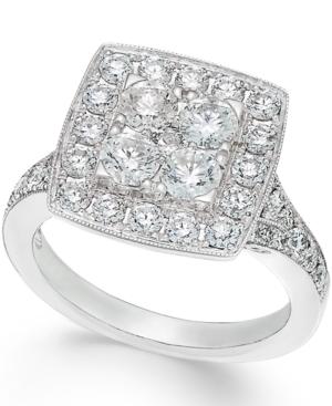 Diamond Square Halo Ring In 14k White Gold (2 Ct. T.w.)