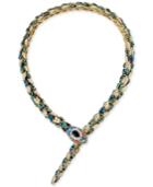 Betsey Johnson Gold-tone Stone And Pave Snake Collar Necklace