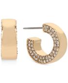 Kenneth Cole New York Gold-tone Pave Huggy Hoop Earrings