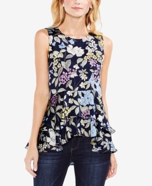 Vince Camuto Printed Ruffle-hem Top