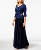 Alex Evenings Textured Side-broach Gown