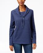 Karen Scott Petite Striped Funnel-neck Top, Only At Macy's