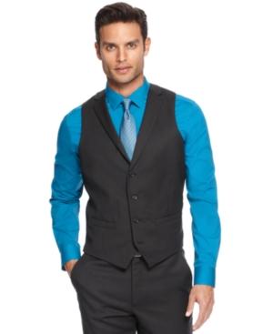 Alfani Red Black Mini-stripe Slim-fit Vest
