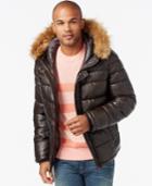Tommy Hilfiger Faux-leather Puffer Hoodie Jacket