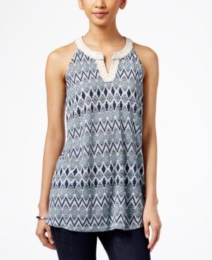 Style & Co. Split-neck Sleeveless Top, Only At Macy's