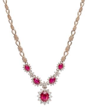 Rosa By Effy Ruby (5-7/8 Ct. T.w.) And Diamond (2-1/5 Ct. T.w.) Necklace In 14k Rose Gold