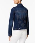 Style & Co Petite Embroidered-back Denim Jacket, Created For Macy's