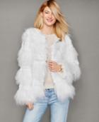 The Fur Vault Rabbit-trim Knitted Lamb Fur Jacket