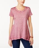 Style & Co Burnout Handkerchief-hem T-shirt, Created For Macy's