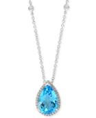 Effy Blue Topaz (5-3/4 Ct. T.w.) & Diamond (1/4 Ct. T.w.) 18 Pendant Necklace In 14k White Gold